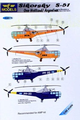 Lf Model C48176 Decals Sikorsky S-51 over Holland/Argentina 1/48