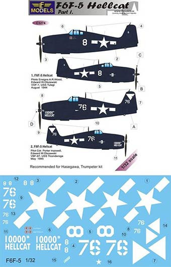 Lf Model C3274 Decals F6F-5 Hellcat (HAS/TRUMP) Part 1 1/32