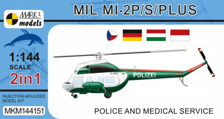 Mark 1 Models MKM-144.151 Mil Mi-2 P/S/PLUS 'Police&Medical' (2-in-1) 1/144