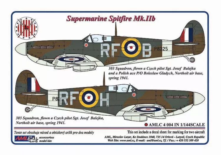 AML AMLC144004 Decals 303 th Squadron RAF,S.Spitfire Mk.IIb 1/144