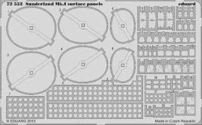 Eduard 72552 1/72 Фототравление для Sunderland Mk.I surface panels
