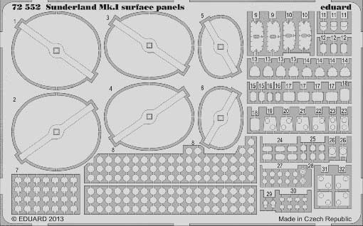 Eduard 72552 1/72 Фототравление для Sunderland Mk.I surface panels