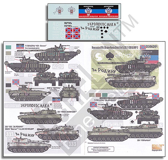 Echelon FD D356201 Novorossian AFVs (Ukraine - Russia Crisis) Pt 5: T-72B1(ERA), 2S1 & BMP-2 1/35