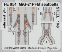 Eduard FE954 1/48 MiG-21PFM seatbelts STEEL (EDU)