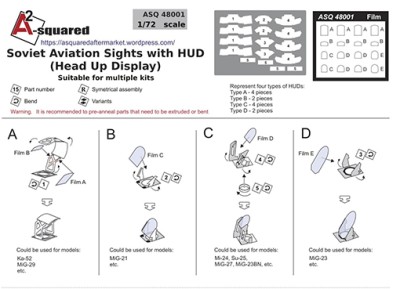 A-Squared AASQ48006 Soviet Aviation Sights with HUD 1/48