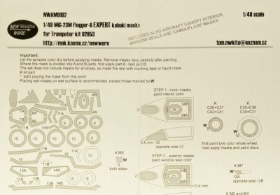 New Ware NWA-M0102 Mask MiG-23M Flogger-B EXPERT (TRUMP 02853) 1/48