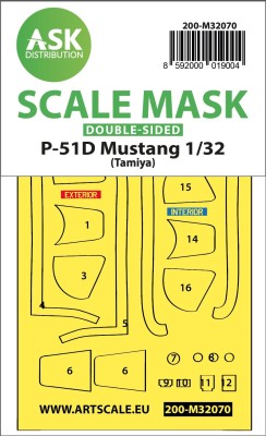 Art Scale 200-M32070 North-American P-51D Mustang canopy frame paint mask (inside and outside) 1/32