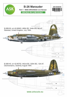 Art Scale 200-D48058 Martin B-26B Marauder part 1 B-26B Marauder part 1 - Over Europe: Hard To Get and Wine, Women and Song 1/48