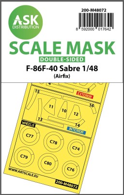 Art Scale 200-M48072 North-American F-86F-40 Sabre wheels and canopy frame paint masks (inside and outside) 1/48
