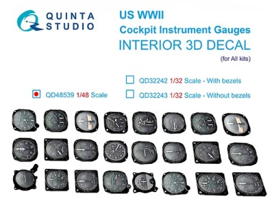 Quinta studio QD48539 Авиационные приборы США, ВМВ (с корпусами) (для всех моделей) 1/48