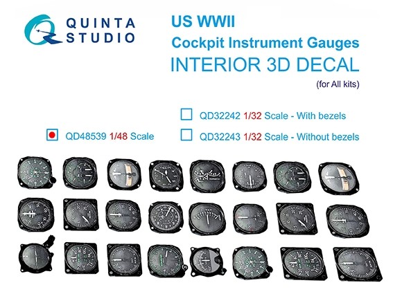 Quinta studio QD48539 Авиационные приборы США, ВМВ (с корпусами) (для всех моделей) 1/48