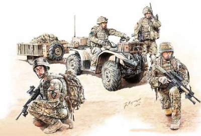 Bronco CB35207 British Army ATV Quad Bike &amp; Trailer w/ Figures 1/35