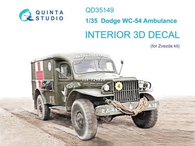 Quinta Studio QD35149 Dodge WC-54 (Санитарный) 3D Декаль интерьера (Zvezda) 1/35