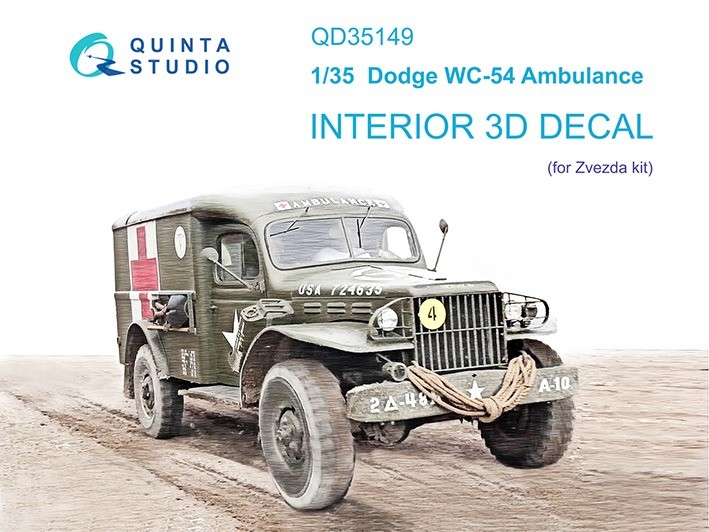 Quinta Studio QD35149 Dodge WC-54 (Санитарный) 3D Декаль интерьера (Zvezda) 1/35