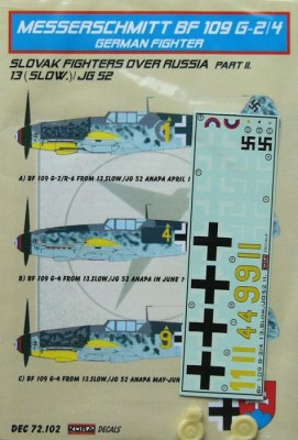 Kora Model DEC72102 Bf 109 G-2/4 (13 Slow./JG52) Part 2 декали декали 1/72