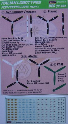 Kora Model DEC72202 Italian logotypes for propeller Part 1 декали декали 1/72