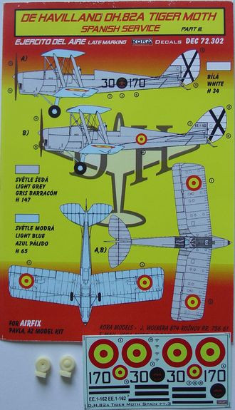 Kora Model DEC72302 DH.82A Tiger Moth Spanish Service Pt.3 декали декали 1/72