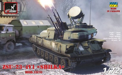 Armory AR72443 ZSU-23-4V1 &quot;Shilka&quot; mod.1970, Soviet AA SPG plastic injected kit with PE parts 1/72
