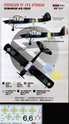 Kora Model DEC7217 Fi 156 Storch (Romanian Air Force) декали декали 1/72