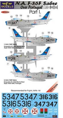 Lf Model C72254 Decals F-86F Sabre over Portugal (FUJI) Pt. 1 1/72