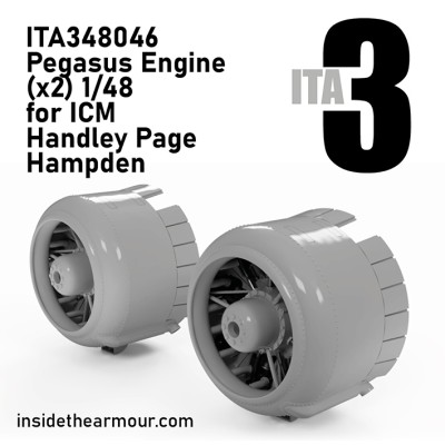 Inside the Armour ITA348046 2 x Pegasus engines for Handley-Page Hampden B Mk.I with cowls 1/48