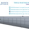 Quinta studio QRV-037 Тройные клепочные ряды (размер клепки 0.20 mm, интервал 0.8 mm, масштаб 1/32), черные, общая длина 3.7 m 1/32