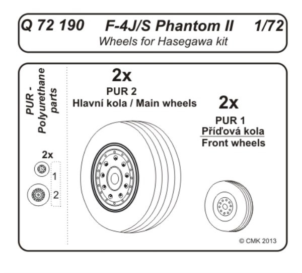 CMK Q72190 F-4J/ S Phantom II Wheels for Hasegawa kit 1/72