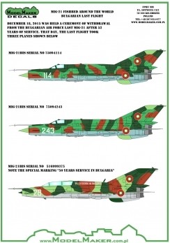 Model Maker Decals D48071 Bulgarian Mikoyan MiG-21 Last Flight 1/48