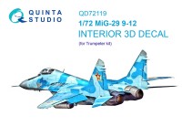 Quinta studio QD72119 МиГ-29 9-12 (Trumpeter) 3D Декаль интерьера кабины 1/72