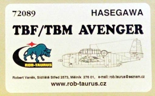 Rob Taurus 72089 Vacu Canopy TBF/TBM Avenger (HAS) 1/72