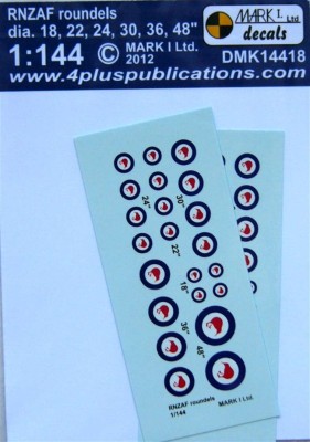 4+ Publications DMK-14418 1/144 Decals RNZAF roundels (2 sets)