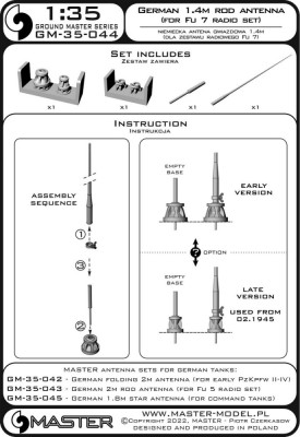 Master G35044 German WWII 1,4m rod antenna for Fu 7 radio 1/35