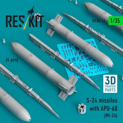 Reskit 35014 S-24 missiles with APU-68 (4 pcs.) 1/35