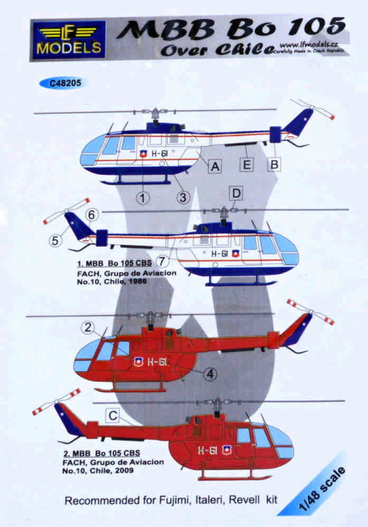 Lf Model C48205 MBB Bo 105 over Chile (FUJI,ITA,REV) декали 1/48