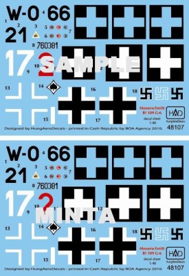 HAD 48107 Decal Me Bf 109 G-6 (3x Hungary,1x Luftwaffe) 1/48