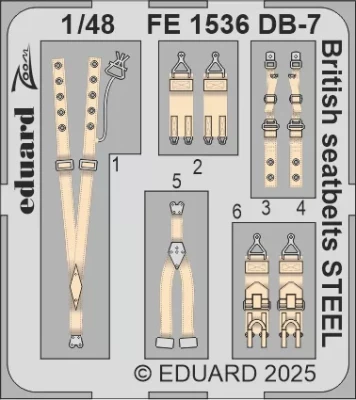 Eduard FE1536 DB-7 Boston III British seatbelts STEEL (HKM) 1/48