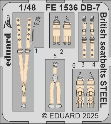 Eduard FE1536 DB-7 Boston III British seatbelts STEEL (HKM) 1/48