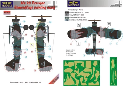 Lf Model M72128 Mask He 46 Prewar Camouflage Painting 1/72