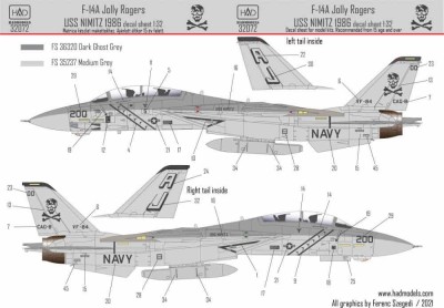 HAD 32072 F-14A Jolly Rogers USS Nimitz 1986 декаль 1/32