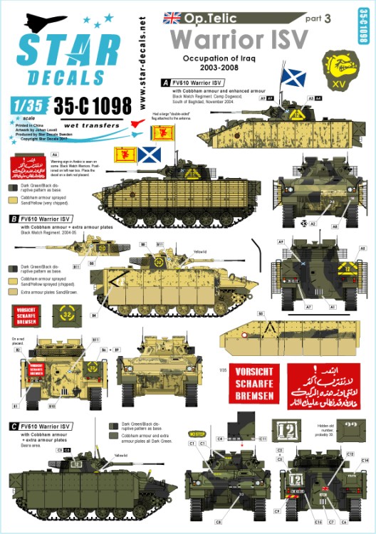 Star Decals 35-C1098 Operation Telic # 3. Warrior MCV 'Iraq 2003-2008'. Occupation of Iraq 1/35