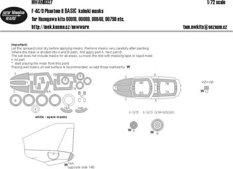 New Ware NWA-M0327 1/72 Mask F-4C/D Phantom II BASIC (HAS)