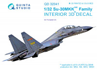 Quinta studio QD32041 Су-30МКК (для модели Trumpeter) 3D Декаль интерьера кабины 1/32