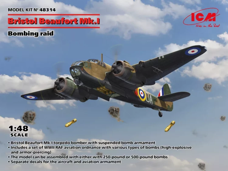 Icm 48314 Bristol Beaufort Mk.I Bombing Raid 1/48