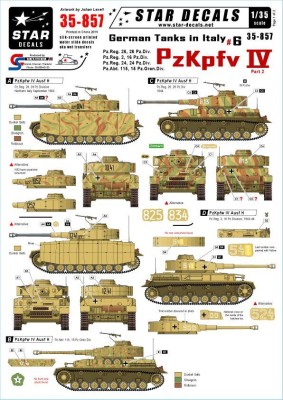 Star Decals STAR35857 German Tanks in Italy #6. Pz.Kpfw.IVPz.Regiment 26/ 26 Pz.Div,Pz.Regiment 2/ 16 Pz.DivPz.Regiment 24/ 24 Pz.DivPz.Abt. 115/15 Pz.Gren.Div 1/35