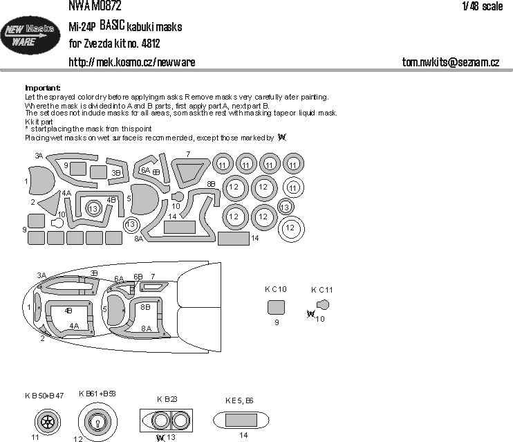 New Ware NWA-M0872 Mask Mi-24P BASIC (ZVE 4812) 1/48
