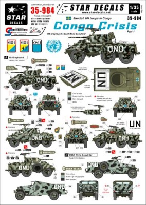 Star Decals STAR35984 Congo Crisis (1960s) - Swedish Greyhound and White Scout Car 1/35