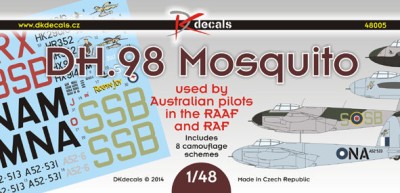 Dk Decals 48005 DH.98 Mosquito in RAAF &amp; RAF (8x camo) 1/48