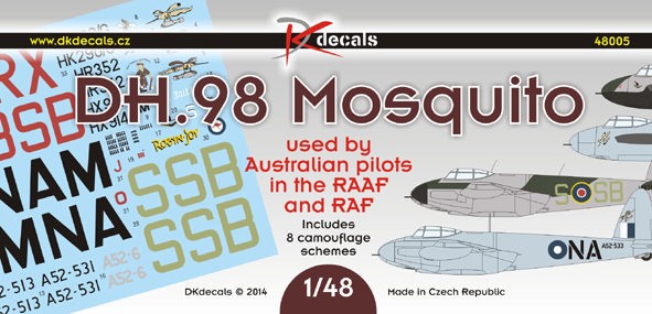 Dk Decals 48005 DH.98 Mosquito in RAAF & RAF (8x camo) 1/48