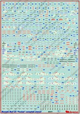 Begemot Decals 48-011 Микоян МиГ-25 технические надписи 1/48
