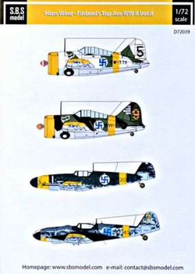 Sbs Model D72039 Декаль Hans Wind Finland's Top Ace WWII 1/72
